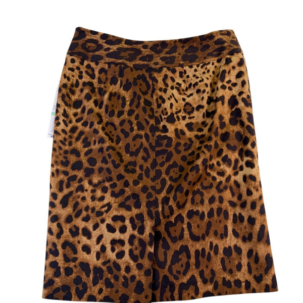 Rafaella Womens Animal Print Cotton Blend Stretch Skirt Petite Leopard Size 8P
