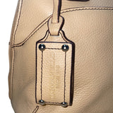 Tignanello Women’s Beige Genuine Leather Pebbled Shoulder Bag With Zip Closure