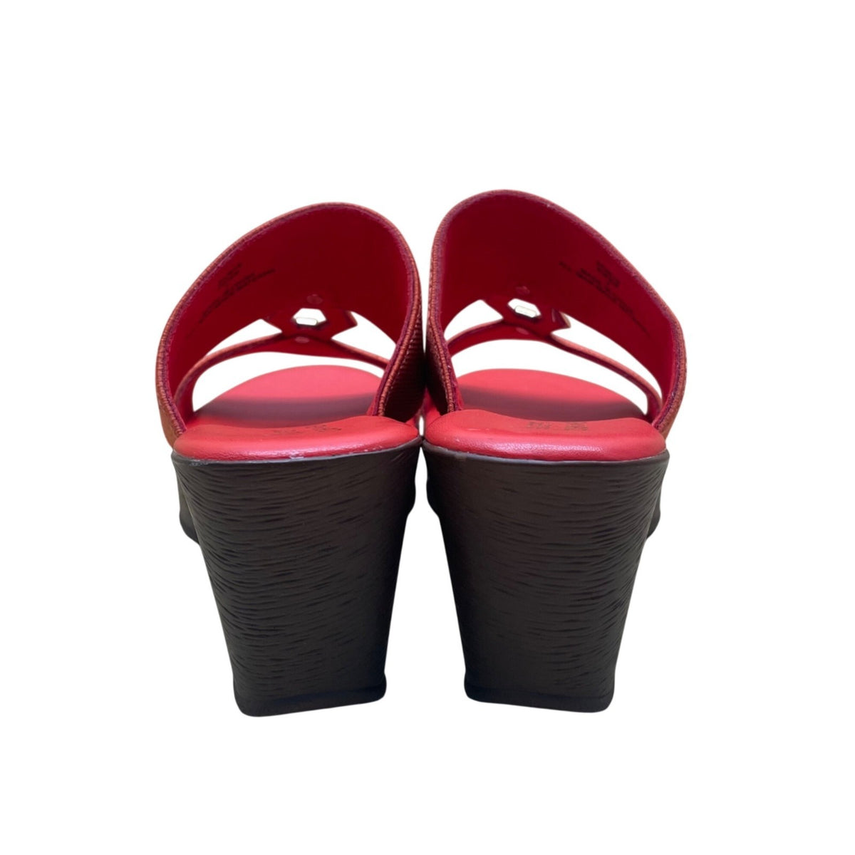 Lauren Blakwell Women’s Red Open-Toe Slip-On Dual-Strap Wedge Sandals Size 7
