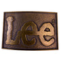 Lee Mens Gold Tone Vintage Metal Belt Buckle Rectangular Design Logo