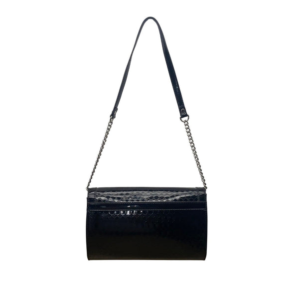 Nine West Women’s Black Patent Leather With Shoulder Chain Strap Clutch