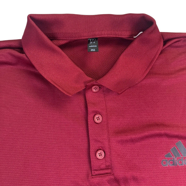 Adidas Mens Red Polyester Polo Shirt  Short Sleeve Classic Fit Style Size XL