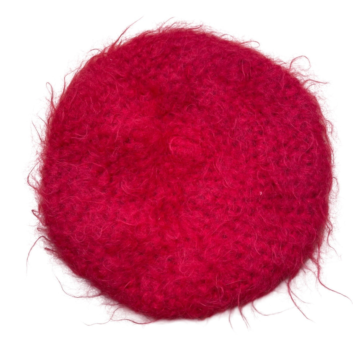 Mary Schaeffer Original Womens Red Mohair Beret Hat Soft Fluffy Knit Winter