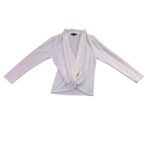Gibsonlook Womens White Knit Long Sleeve Drape Front Top Size M