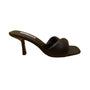 Steve Madden Women’s Black Leather Thai Slip-On Heeled Sandals Size 7.5M