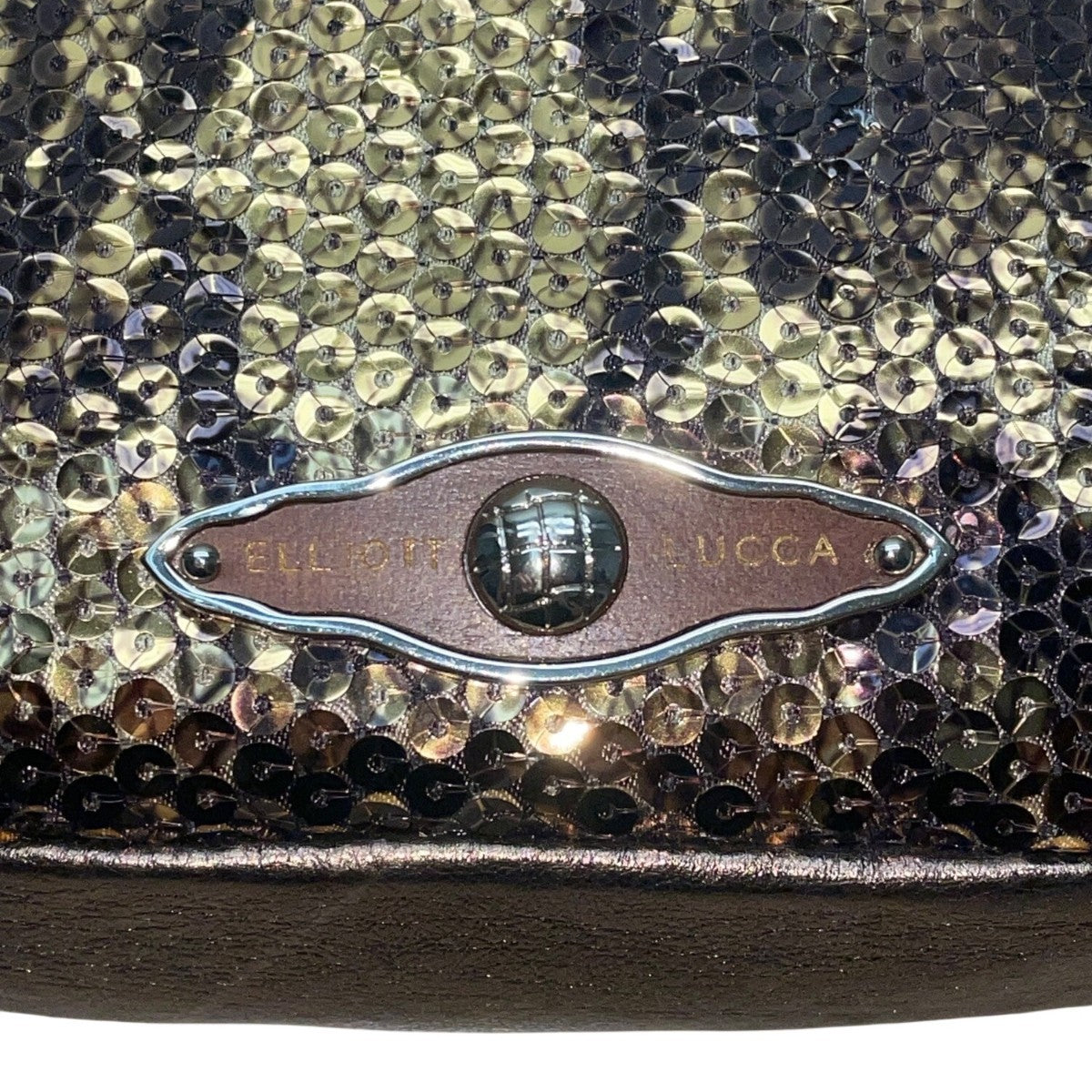 Elliott Lucca Women’s Gold & Brown Metallic Snake Print Sequin Crossbody Bag