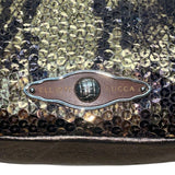 Elliott Lucca Women’s Gold & Brown Metallic Snake Print Sequin Crossbody Bag