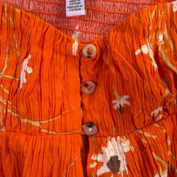 Urban Outfitters Women Orange Floral Viscose Bell Sleeve Top S