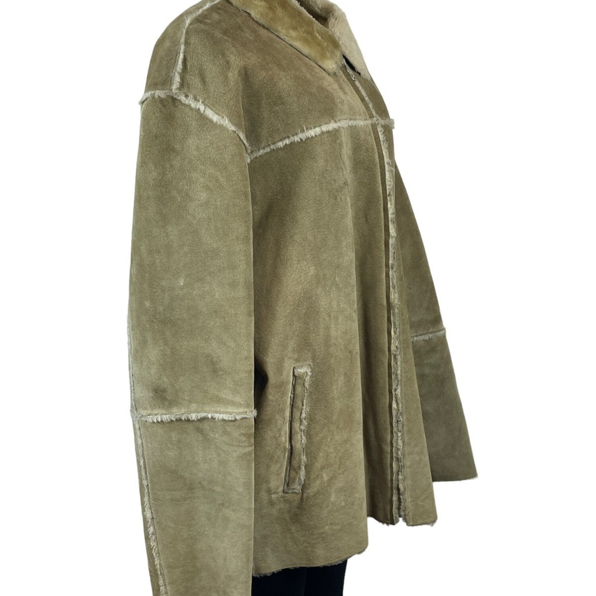 Leather Limited Women's Tan Long Sleeve Zip Up Leather Coat Sz XL