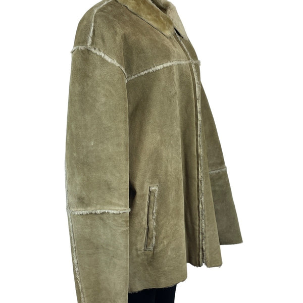 Leather Limited Women's Tan Long Sleeve Zip Up Leather Coat Sz XL