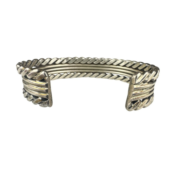 Sterling Silver Unisex Cuff Bracelet Rope Design Handcrafted Adjustable
