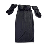 Fashion Nova Womens Black Off-The-Shoulder Puff Sleeve Dress Size L