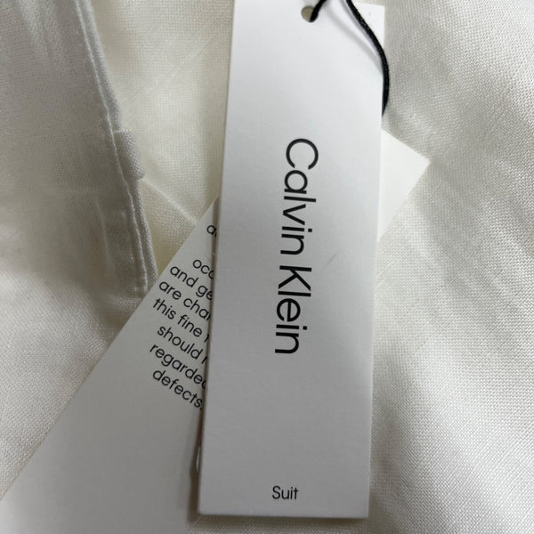 Calvin Klein Womens High-Rise White Trousers With Straight Fit Size 6 - New