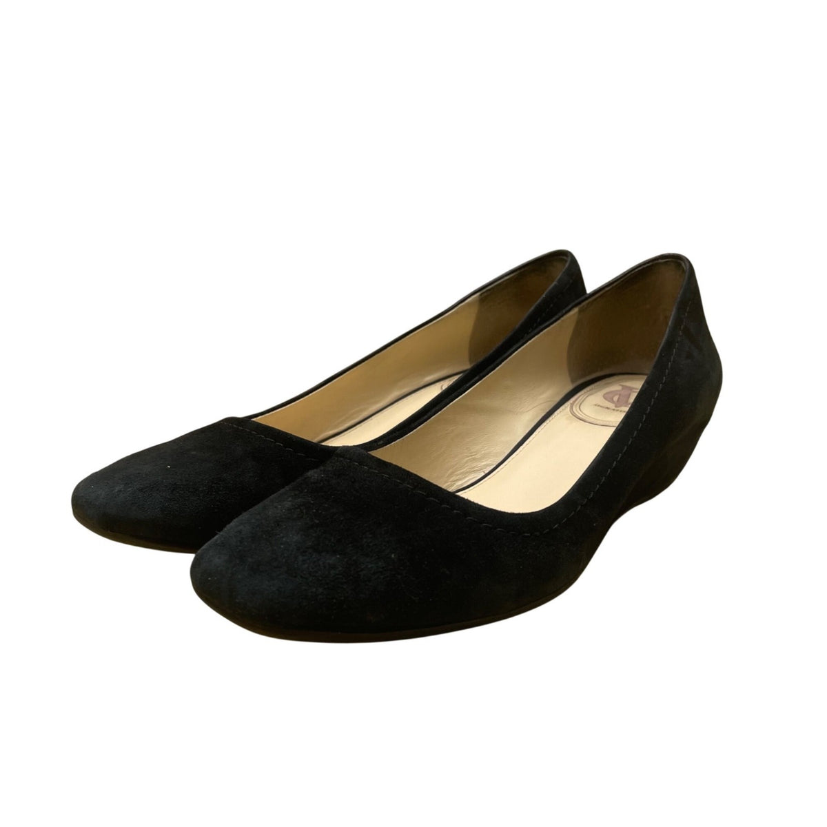 Vince Camuto Women’s Black Suede Wedge Slip On Margarita Heeled Flats Size 6.5