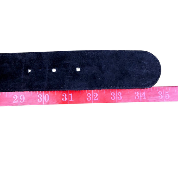 Express Womens Black Leather Belt Gold Jeweled Buckle Sz M