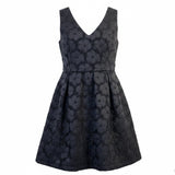 Topshop Womens Black Fit & Flare Floral Pattern Sleeveless V-Neck Dress Size 12