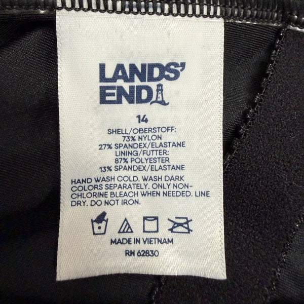 Lands End Womens Black Nylon/Spandex One Piece Swimsuit Stylish Fit Size 14
