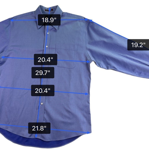 Nordstrom Mens Blue Cotton Long Sleeve Button-Up Shirt Size 15 1/2-33 Slim Fit