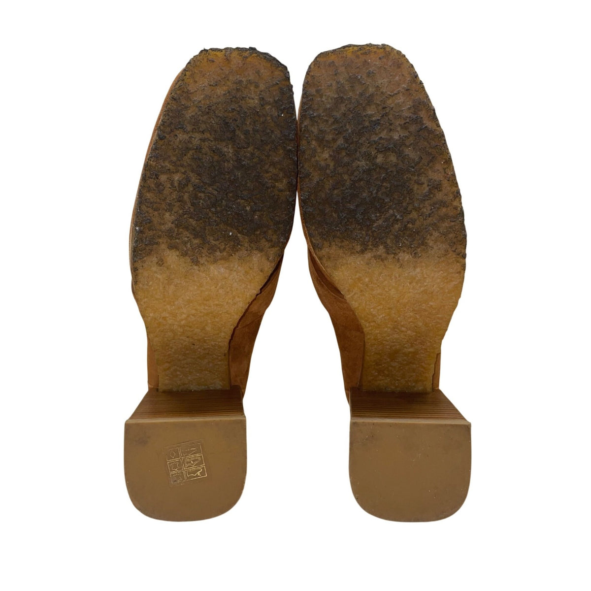 Frame Women’s Brown Suede Gold-Tone Buckle Le Benedict Block Heel Loafers Sz 7.5