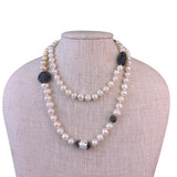 Contemporary Baroque Pearl Necklace With Black Pave Accented Spacers Elegant