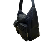 Suvelle Women’s Black Nylon Multi-Pocket Adjustable Strap Crossbody Bag Size M