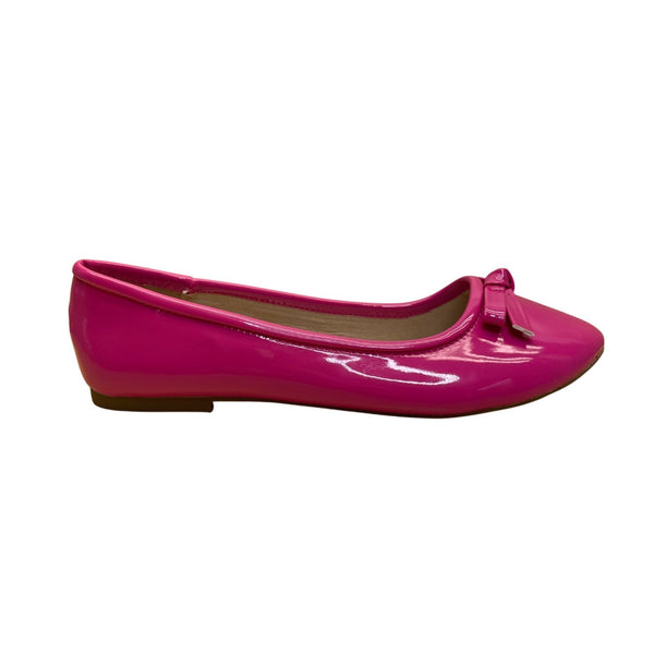 No Call Women’s Hot Pink Patent With Bow Slip-On Ballet Flats Size 7.5W