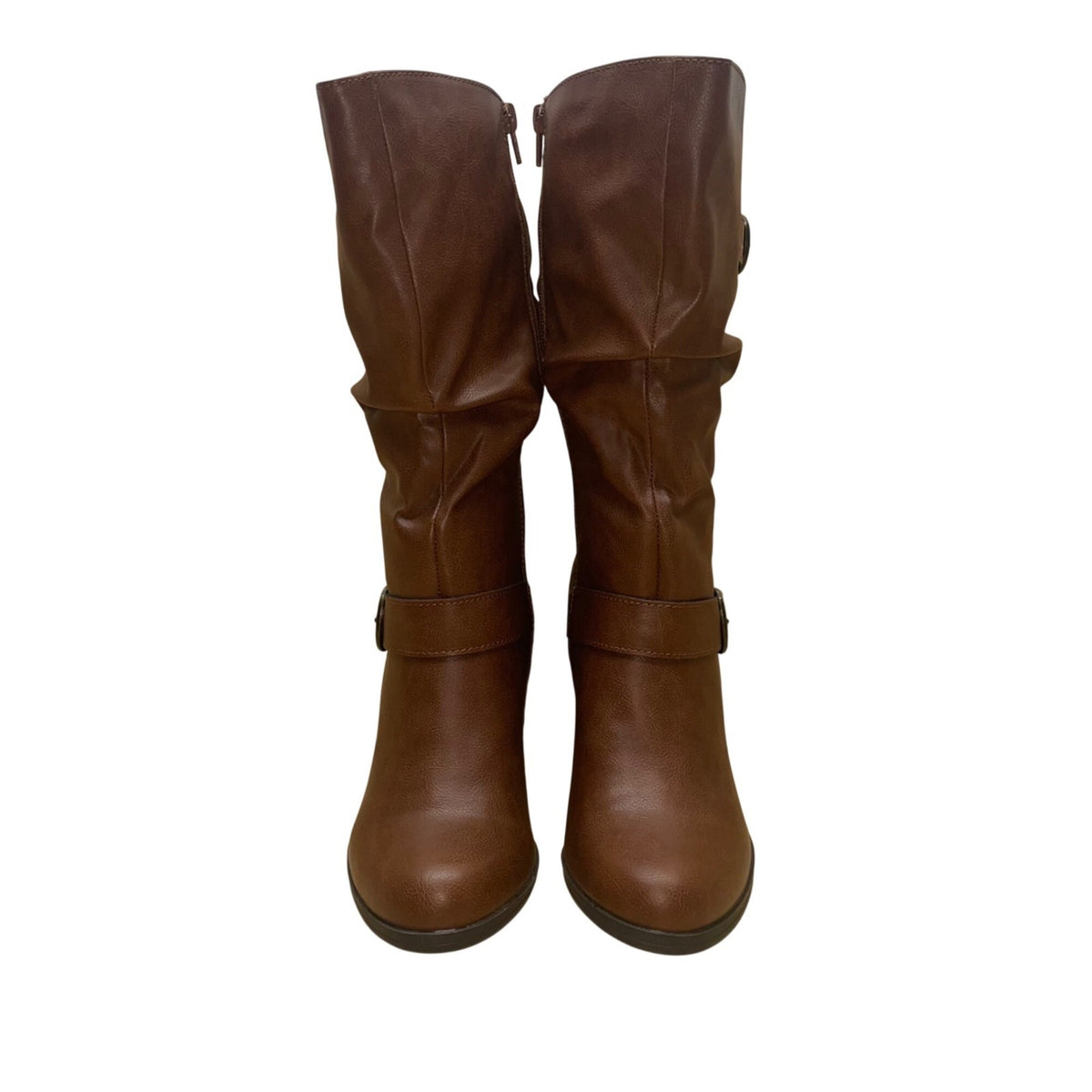 Style&Co Women’s Brown Faux Leather Heeled Mid-Calf Slouch Sachi Boots Size 9M