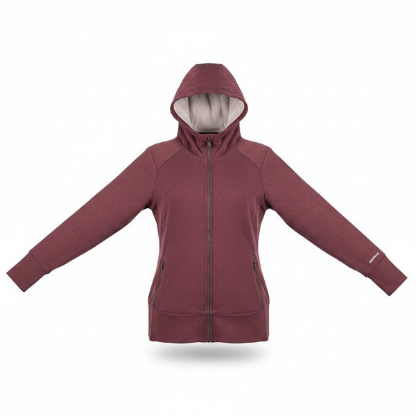 Eddie Bauer Womens Red Hooded Full-Zip Jacket Faux Fur Lining Size XL