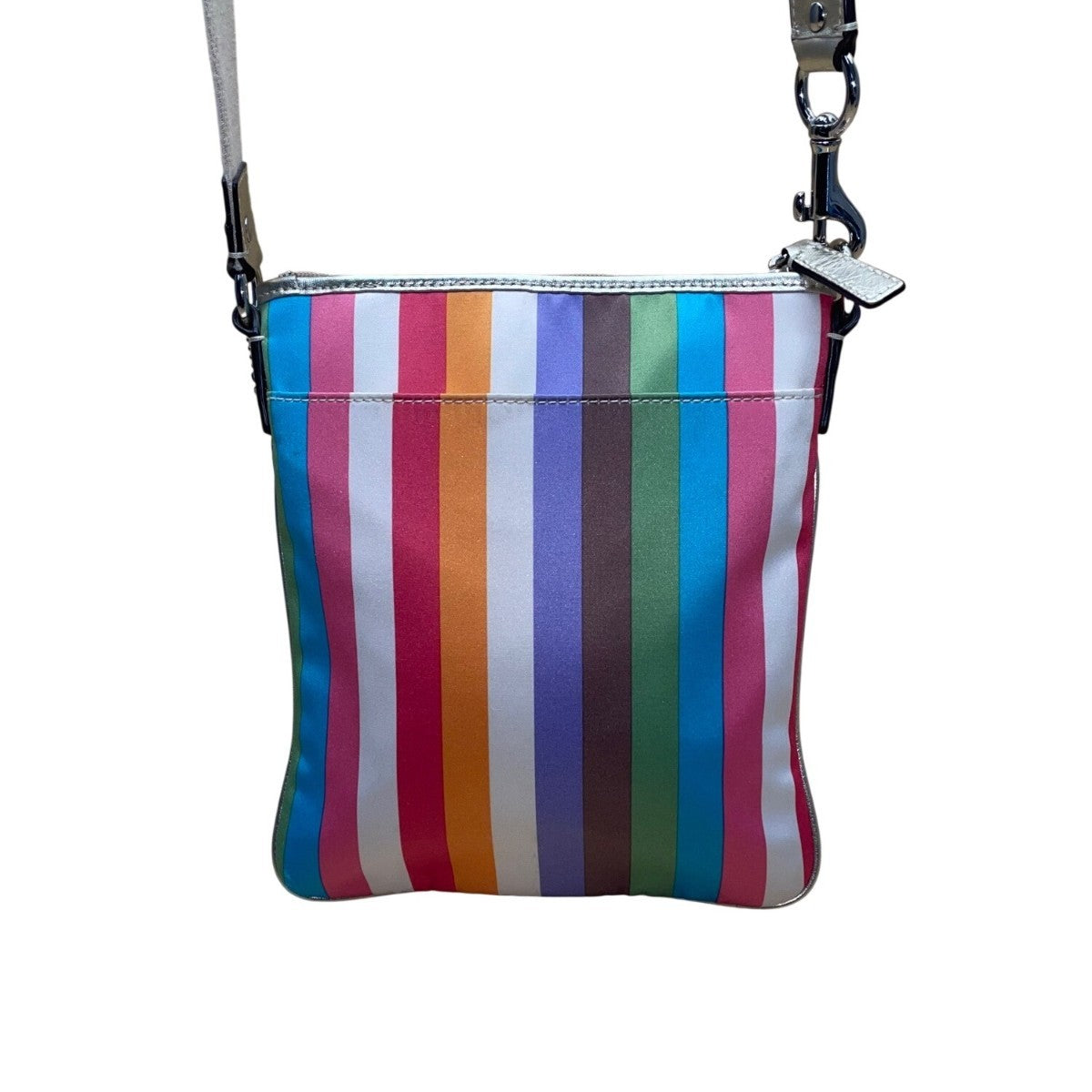 Coach Womens Multicolor Striped Metallic Accents Adjustable Strap Crossbody Bag