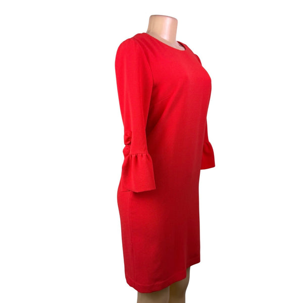 Sara Campbell Womens Red Polyester 3/4 Bell Sleeve Shift Dress Size 2