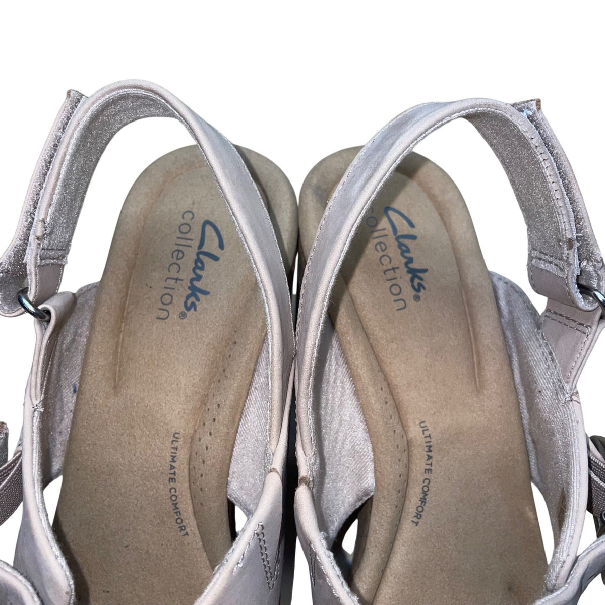 Clarks Women’s Lilac Nubuck Slingback Buckle Cork Wedge Sandals Size 12