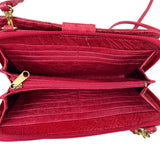 Lorenzi Women’s Cherry Red Leather Evening Bag with Gold Details Sz S