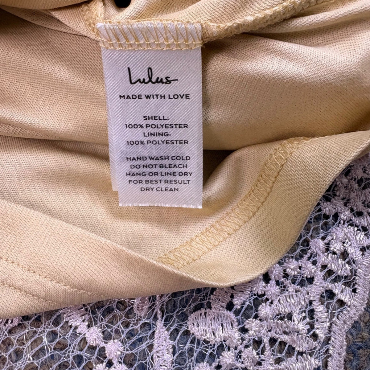 Lulus Womens Lavender & Beige Lace Sleeveless Cocktail Dress High Neck Size S