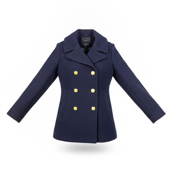 J.Crew Womens Navy Wool Blend Peacoat Stadium Cloth Gold Buttons Size 4 
