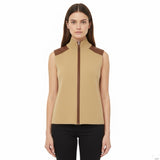 Lauren Ralph Lauren Womens Beige Sleeveless Vest With Faux Leather Trim Size XL