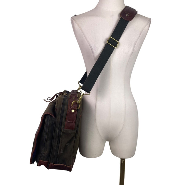 Orvis Men’s Olive Canvas &  Brown Leather With Adjustable Strap Crossbody Bag
