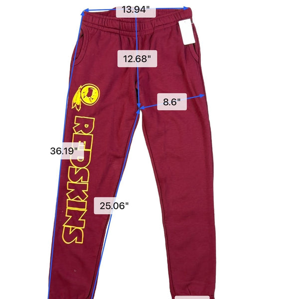 NFL Mens Burgundy Cotton-Blend Redskins Sweatpants Logo Print Team Apparel Sz M