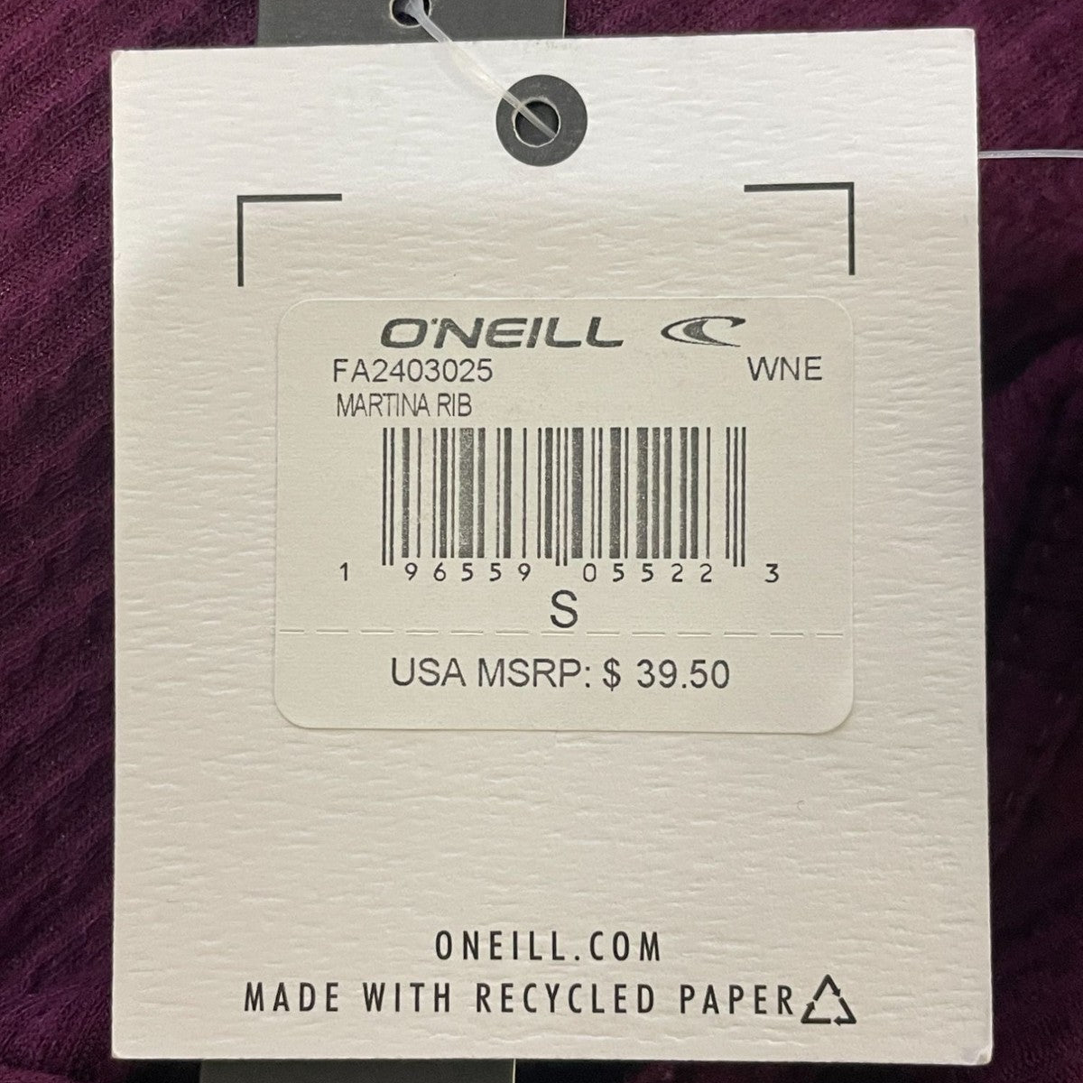 ONeill Purple Ribbed Knit Sleeveless Cropped Top Adjustable Drawstring New