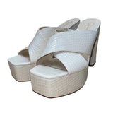 Jessica Simpson Women’s White Faux Croc Skin Platform High Heel Sandals Sz 10M