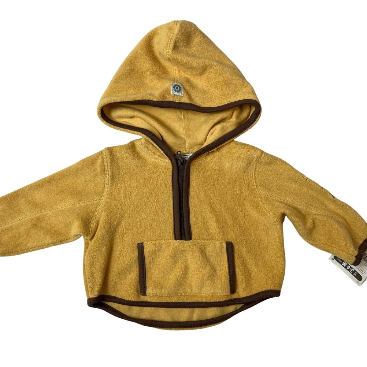 Lullaby Club Infant Yellow Hoodie Jacket With Brown Trim Size 3-6M- New