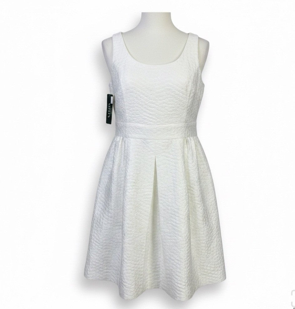 Lauren Ralph Lauren Womens White Textured Sleeveless A-Line Dress Size 8