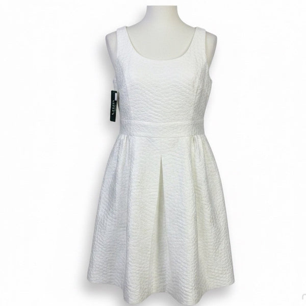 Lauren Ralph Lauren Womens White Textured Sleeveless A-Line Dress Size 8