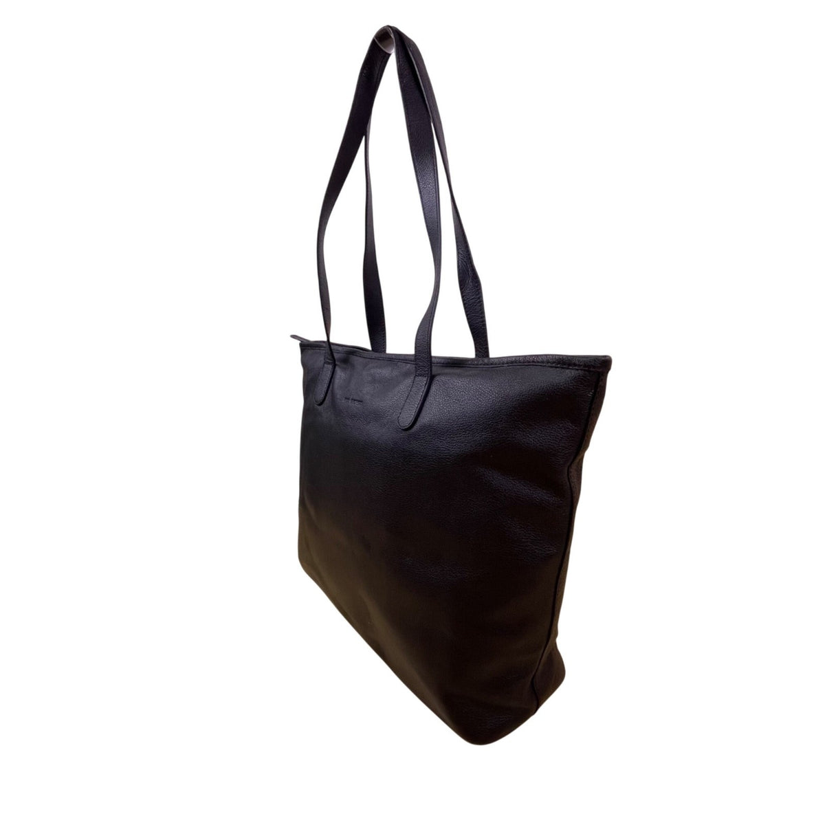Jack Georges Women’s Black Leather Dual Shoulder Zip Closure Straps Tote Bag