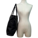 Coach Black Leather With Shoulder Straps & Gold-Tone Hardware Tote Bag Sz L