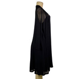 Eileen Fisher Womens Black Sheer Open Cardigan & Silk Dress Set Sz M