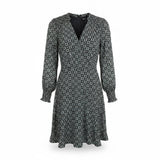 BCX Womens Black & White A-Line Dress With Floral Print And Long Sleeves Sz M