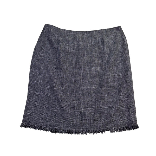 Dressbarn Womens Gray Tweed Mini Skirt With Fringe Hem & Buckle Detail Size 22W
