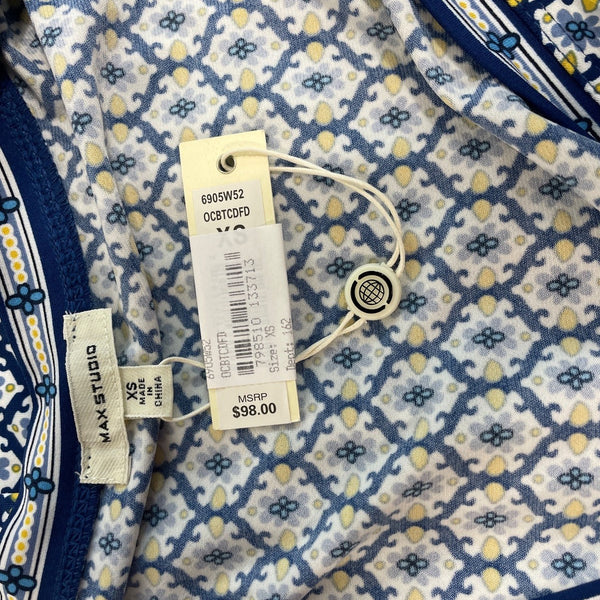 Max Studio Womens Sleeveless Wrap Dress Blue Print XS
