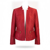 Chicos Womens Red Open-Front Long-Sleeve Jacket Stylish & Lightweight  Size 1