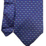 Brooks Brothers Mens Blue Silk Tie Horn And Bridle Pattern Elegant Design